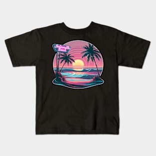 "Jacksonville Beach Sunset - Vaporwave Aesthetic Tee" Kids T-Shirt